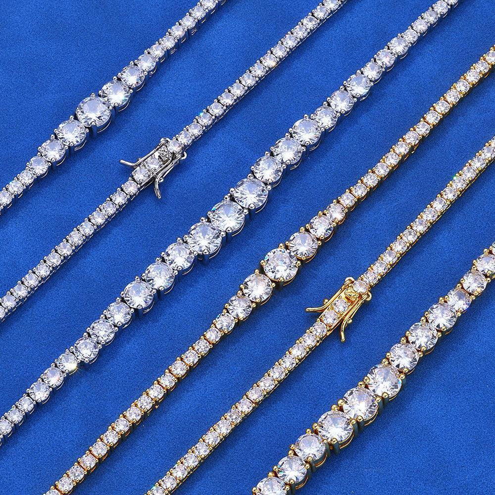Graduated Zircon Tennis Chain Necklace Iced Out Bling Jewelry | Caratix Jewelry - CaratixJewelry